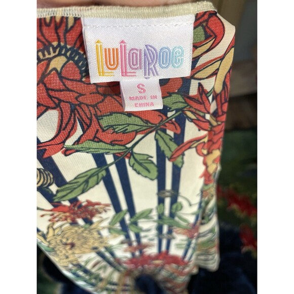 Lularoe Shirley Kimono Cover Up Small Floral Tropical Print Cardigan Red Flowers - Picture 7 of 7